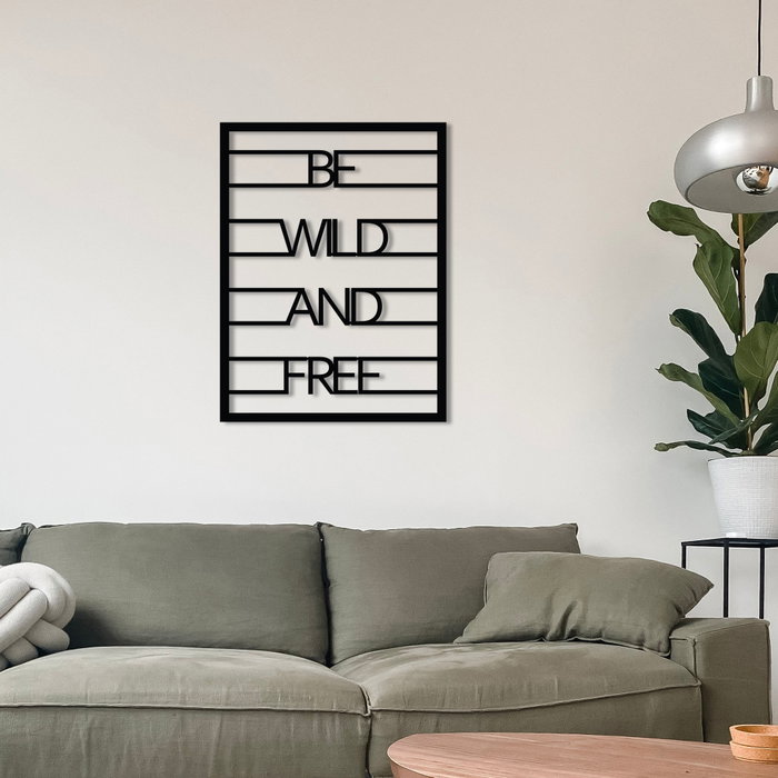 Wallity Be Wild And Free Escultura de Pared de Metal Negra
